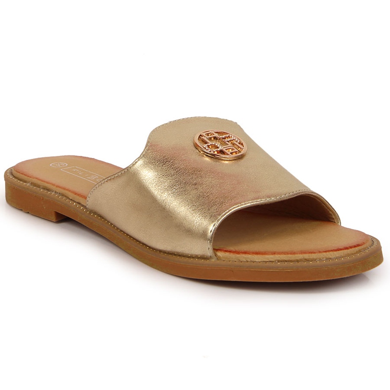 Papuci de dama aurii cu decor Filippo de aur