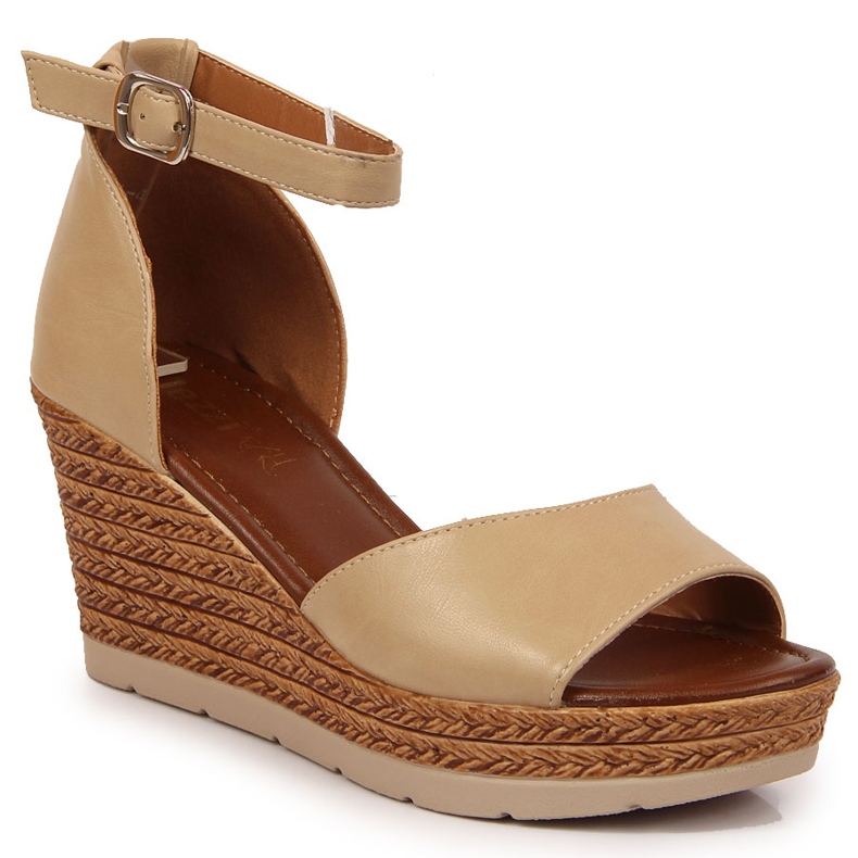 Sandale de damă bej pe pană Jezzi