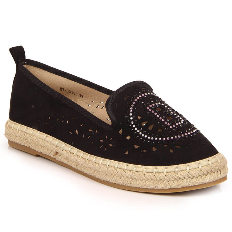S.Barski Espadrile negre ajurate cu zirconii cubi de S. Barski negru