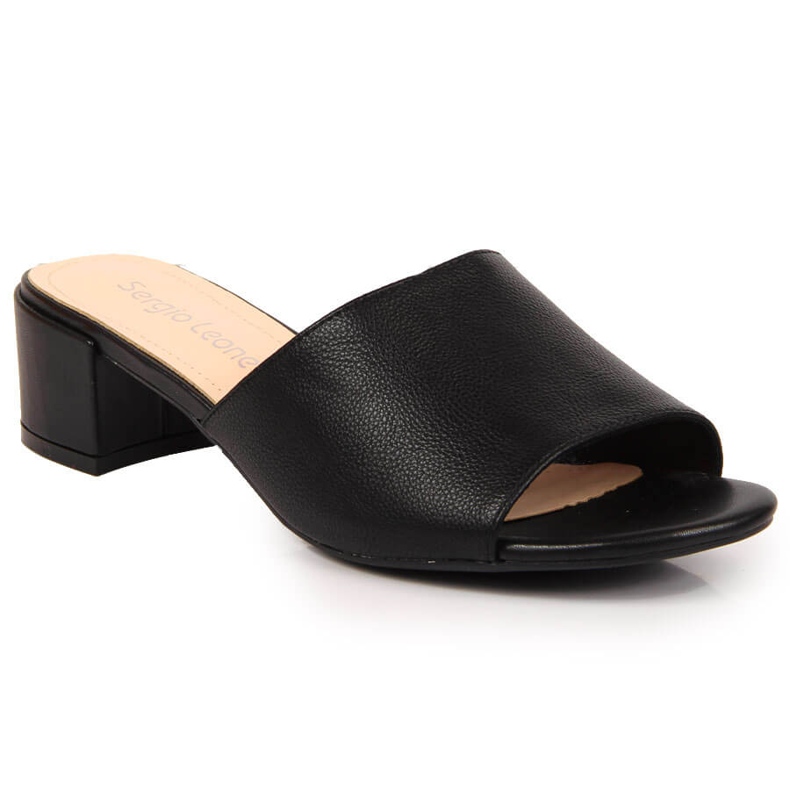 Papuci negri pentru femei pe bloc de Sergio Leone negru