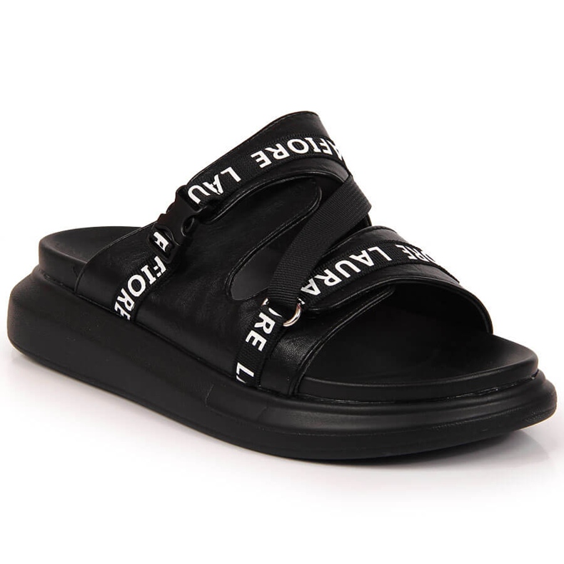 Papuci negri cu platforma Laura La.Fi negru