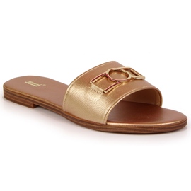 Papuci de dama cu decor Jezzi auriu de aur Papuci de dama cu decor Jezzi auriu de aur