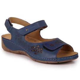 Sandale de dama din piele Helios 266 bleumarin cu velcro albastru marin Sandale de dama din piele Helios 266 bleumarin cu velcro albastru marin