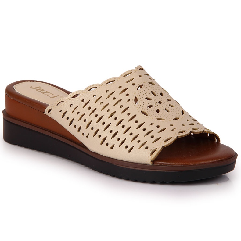 Papuci Jezzi de damă, bej, ajurat Papuci Jezzi de damă, bej, ajurat