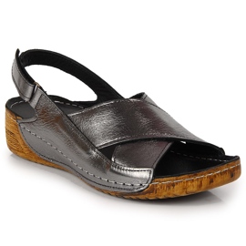 Sandale de dama din piele cu velcro argintiu T.Sokolski Sandale de dama din piele cu velcro argintiu T.Sokolski
