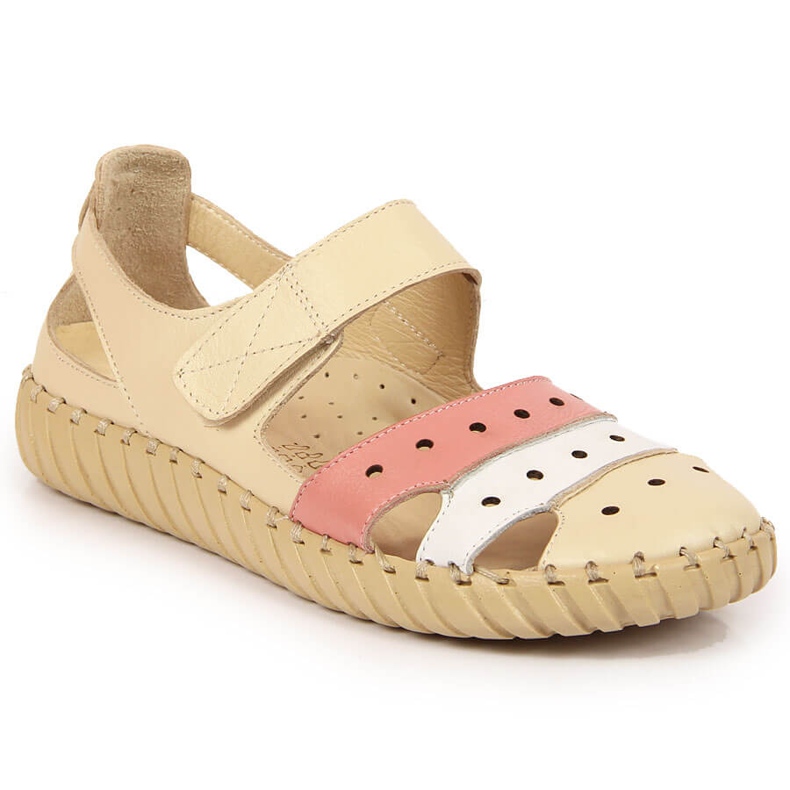 Sandale de dama din piele cu ajurata Artiker bej