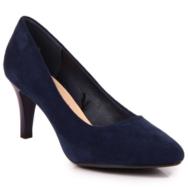 Pumps pe un stiletto Sergio Leone bleumarin de piele intoarsa albastru