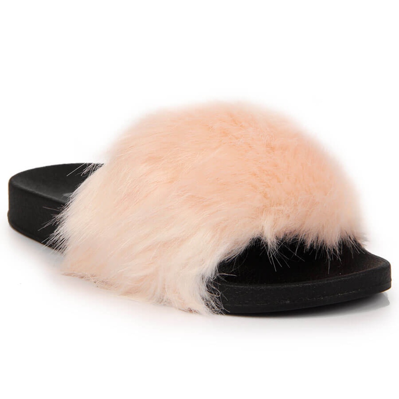 Papuci de dama cu blana - roz deschis Jezzi Papuci de dama cu blana - roz deschis Jezzi