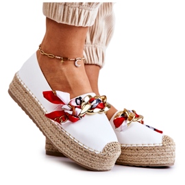 PS1 Espadrile din piele de damă cu un lanț alb fantezie