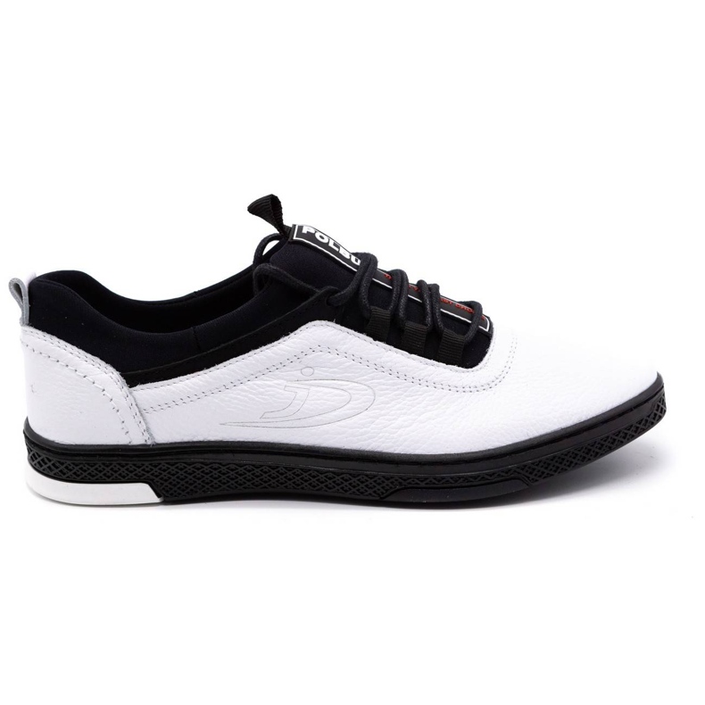 Polbut Pantofi casual barbati din piele K24, alb cu talpa neagra