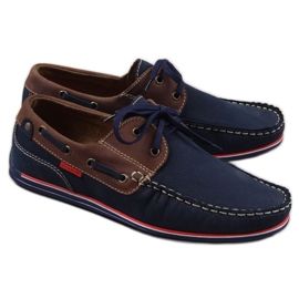 Mocasini casual barbati din piele bleumarin Gregor albastru marin