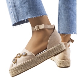 Espadrile bej cu zirconiu cubic Taimi