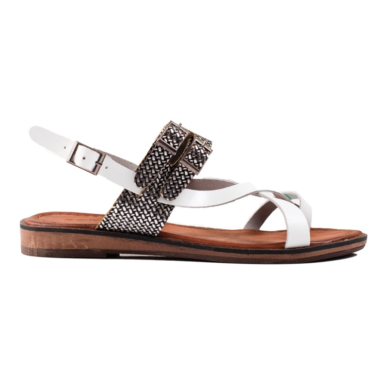 W. Potocki Sandale elegante din piele alb