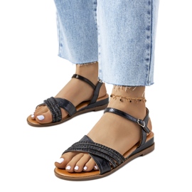 Sandale negre cu zirconiu Parade negru