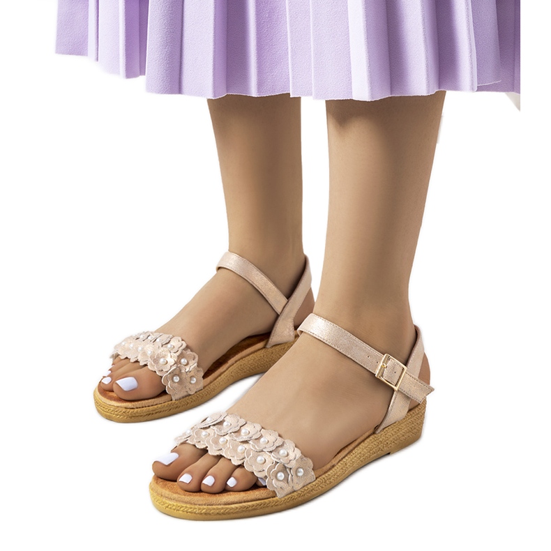 Sandale de damă Farra aurii roz de aur