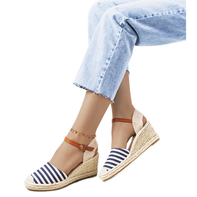 Espadrile bleumarin pe pană Garvan bej albastru marin Espadrile bleumarin pe pană Garvan bej albastru marin