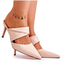 PS1 Papuci de piele pe un toc înalt Aveline bej PS1 Papuci de piele pe un toc înalt Aveline bej