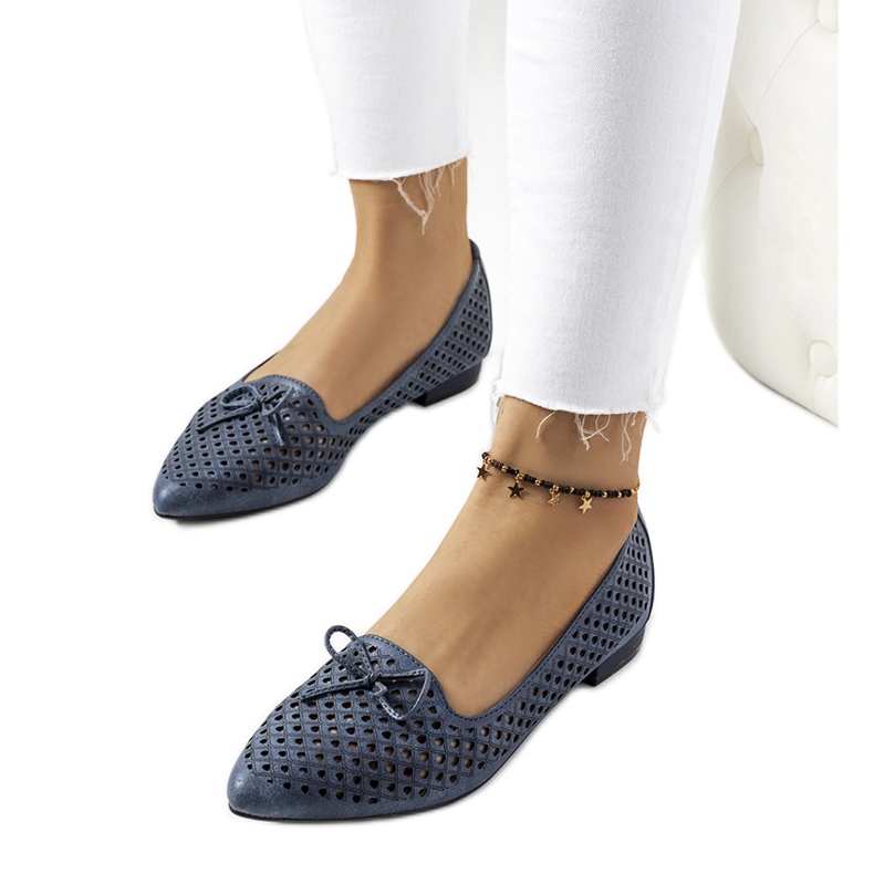 Balerini ajurati Gayle bleumarin albastru