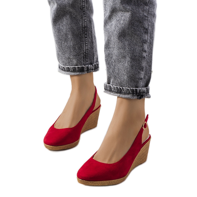 Espadrile roșii pe pană Ribeiro roșu