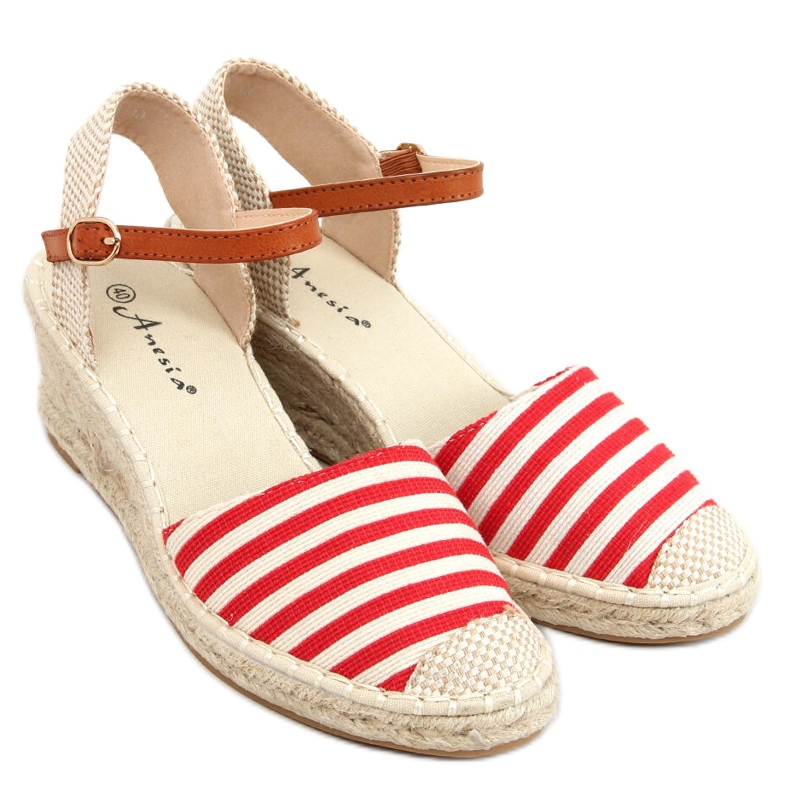 Espadrile Irma Red cu dungi bej roșu Espadrile Irma Red cu dungi bej roșu