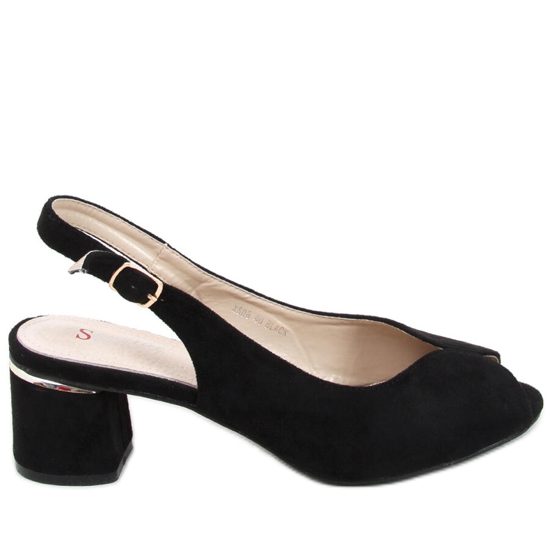 Venus Sandale negre cu toc negru