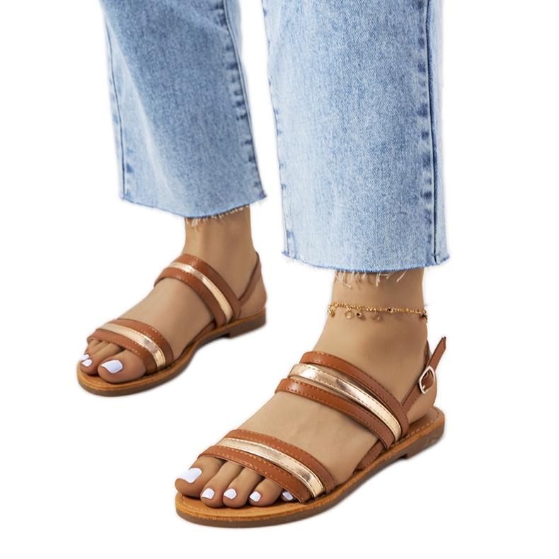 Sandale de damă Hibbins maro de aur