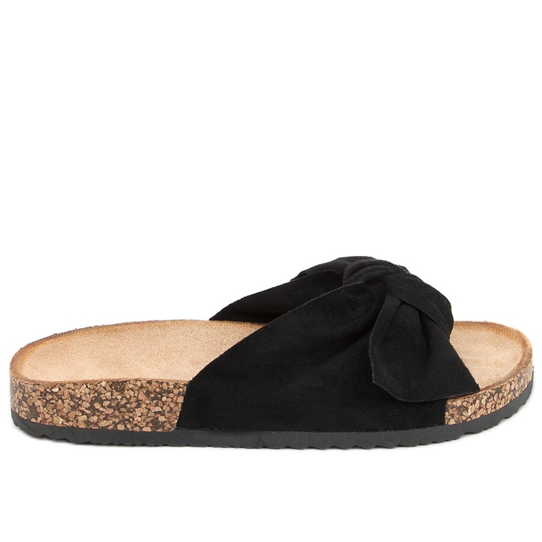 Papuci de plută cu fundă Lilia Black negru