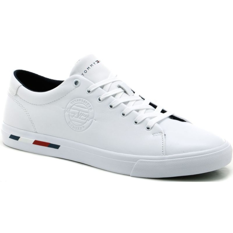 Pantofi Tommy Hilfiger Corporate Logo Leather Vulc M FM0FM04076 alb