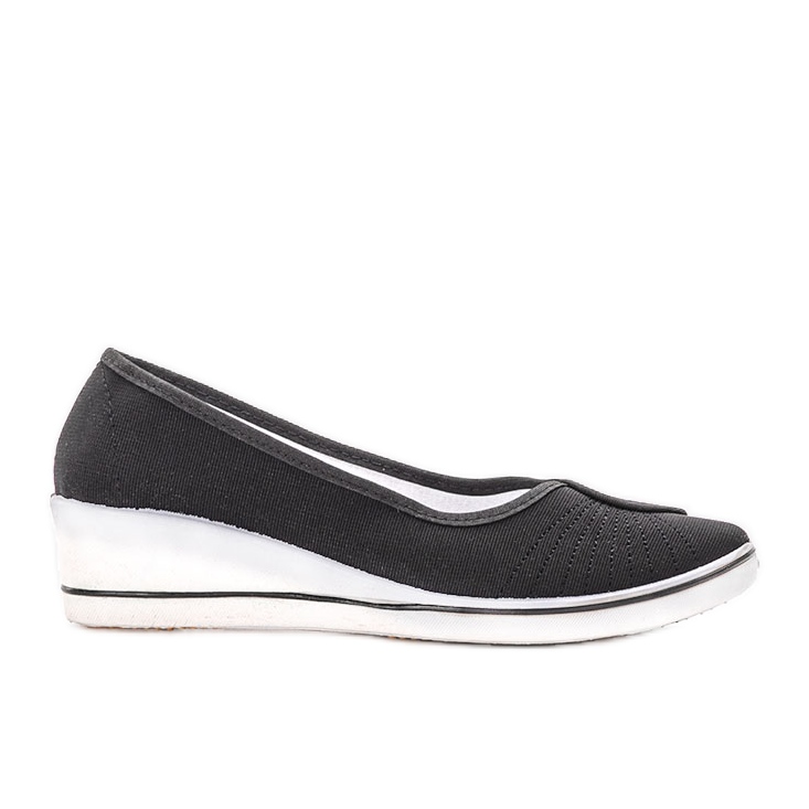 Tenisi negri de la Denison cu toc compensat negru Tenisi negri de la Denison cu toc compensat negru