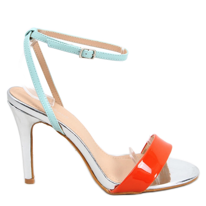 Sandale Nila Orange cu toc inalt portocale multicolor