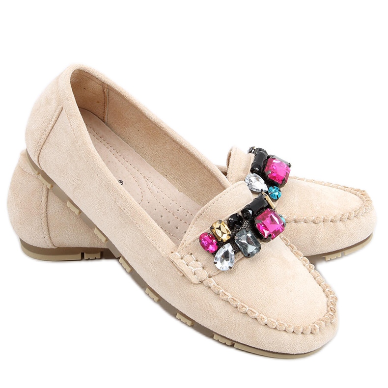 Mocasini cu pietre Megara Beige bej