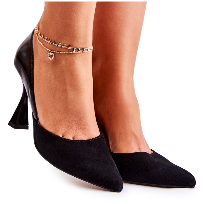 PA2 Pompe din piele la modă în Spitz Black Mailla negru