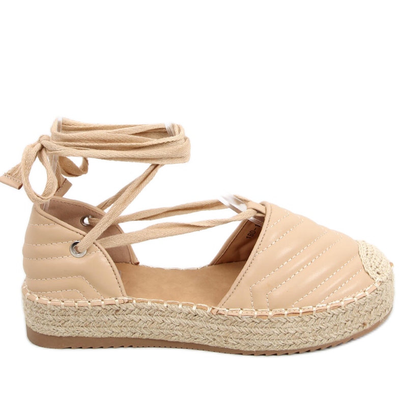 Espadrile Freesia Beige cu cravată la gleznă bej