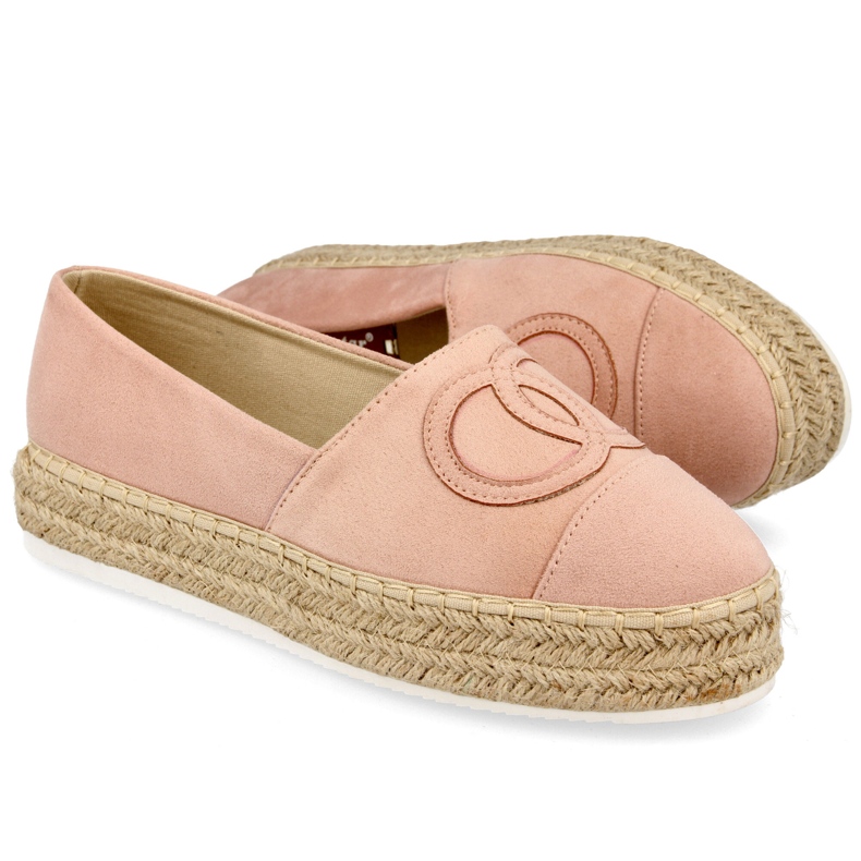 PS1 Espadrile pentru femei pe o platformă de paie Roz Febi PS1 Espadrile pentru femei pe o platformă de paie Roz Febi