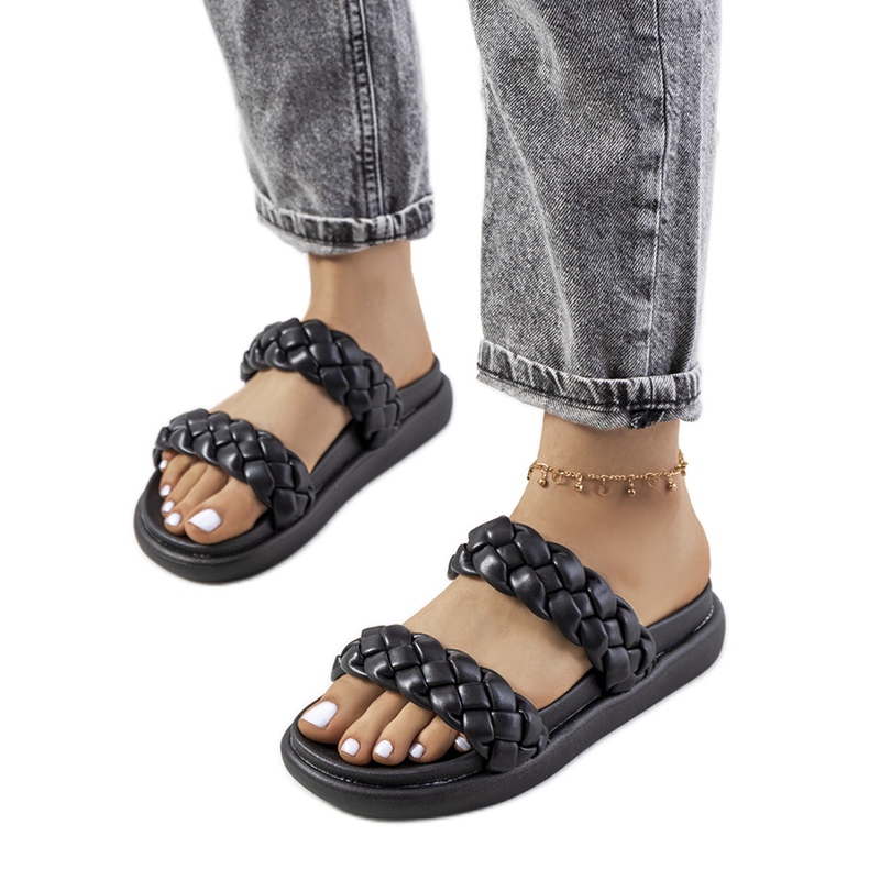 Papuci Black Angas negru