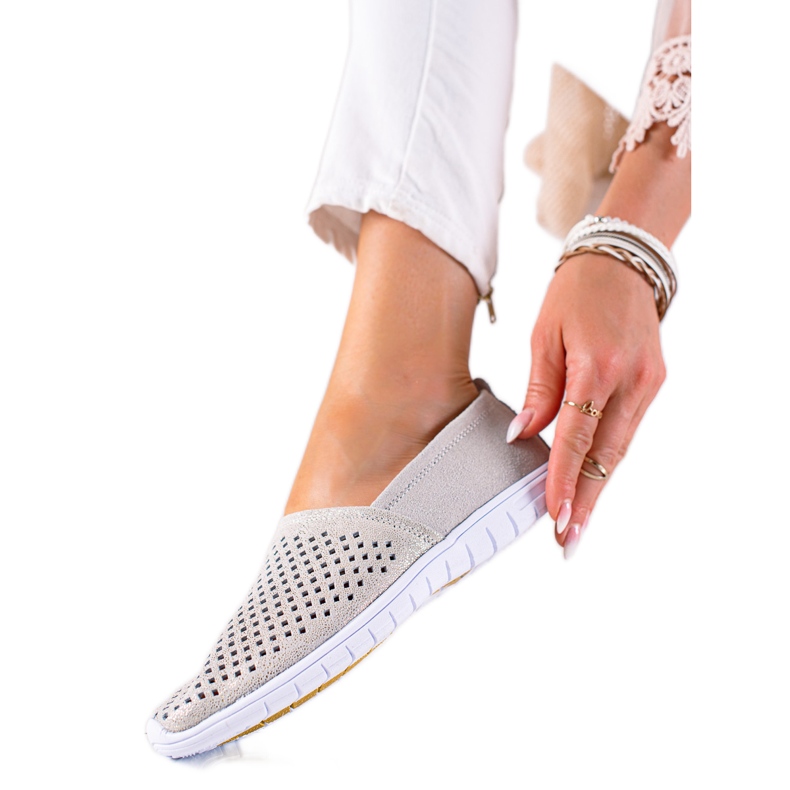 DK Slipons din piele ajurată gri DK Slipons din piele ajurată gri