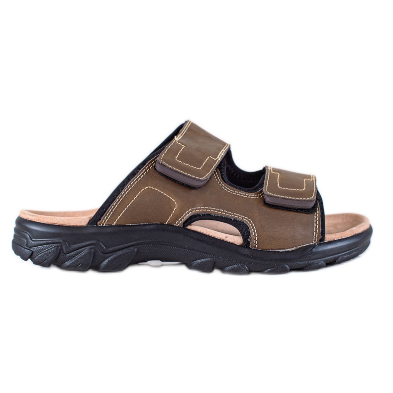 DK Papuci de piele pentru bărbați maro DK Papuci de piele pentru bărbați maro