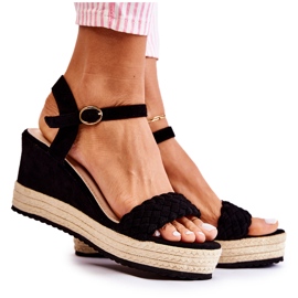 FB2 Sandale negre Gabriela din piele intoarsa bej negru