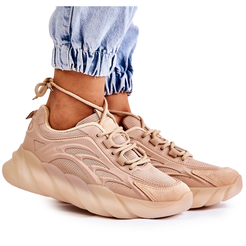 PM2 Pantofi sport dama la moda pantofi sport bej Sollero de aur