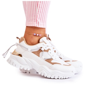 PM2 Pantofi sport textile la modă Bej și alb Amariso