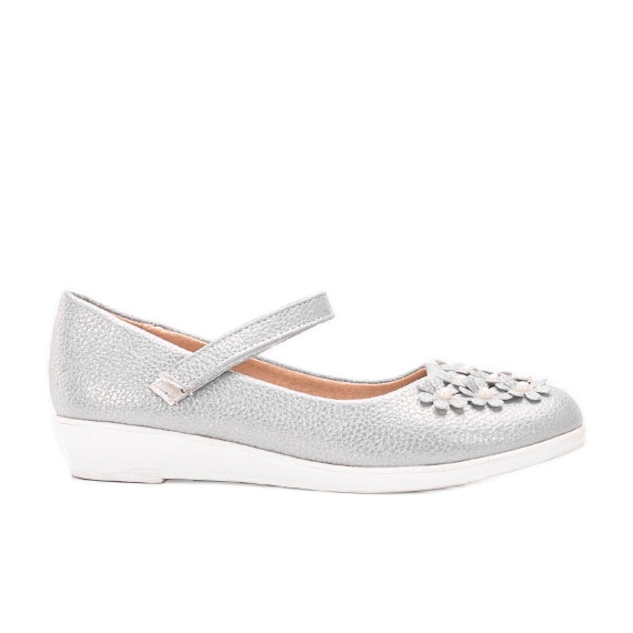 Balerini gri strălucitori pentru copii Alaja argint