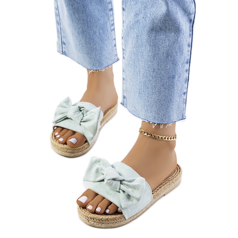 Papuci verzi cu fundita Madelen verde