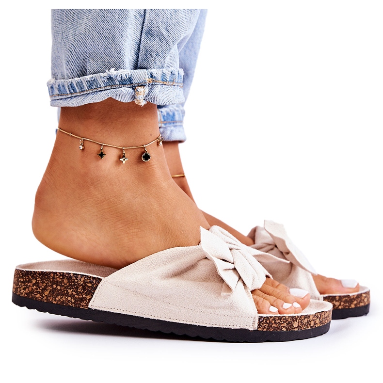 PS1 Papuci Wendy cu talpă din plută, bej deschis