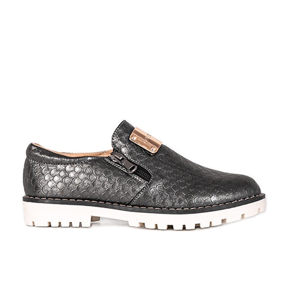 Pantofi negri metalizați pentru bebeluși de la Virton negru