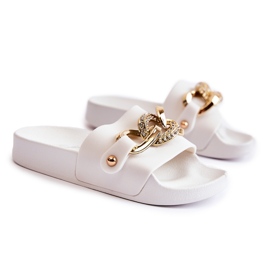 FK1 Papuci De Cauciuc Pentru Copii Cu Lant Decorativ Alb Suzie FK1 Papuci De Cauciuc Pentru Copii Cu Lant Decorativ Alb Suzie