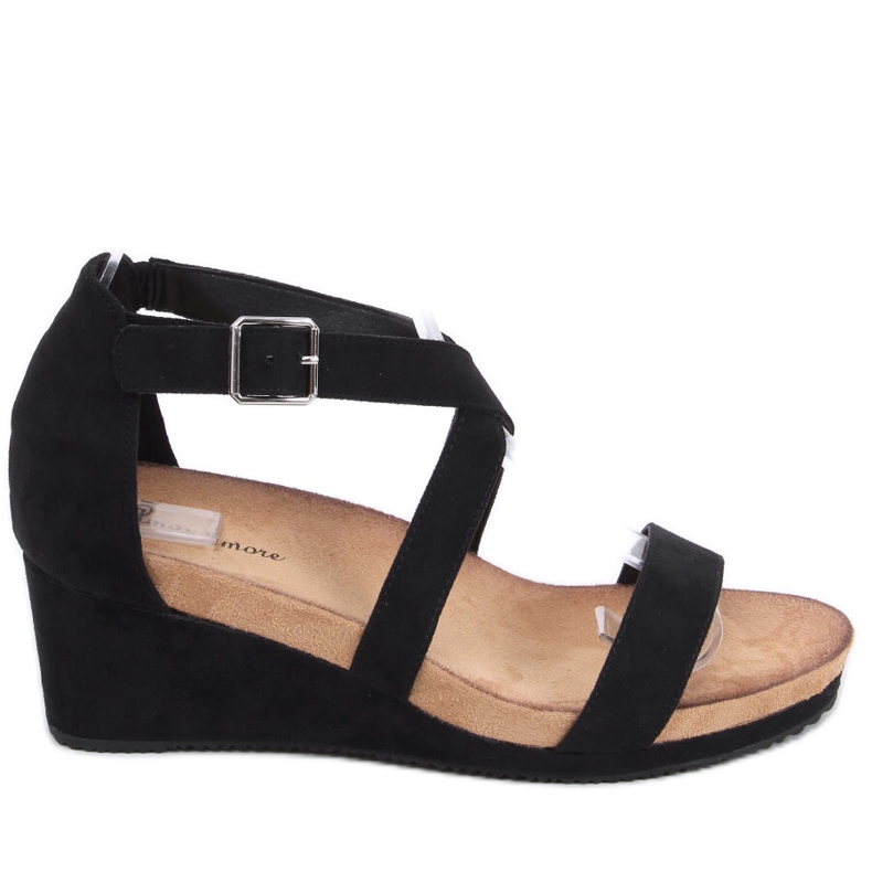 Sandale cu pană Ashlyn Black negru