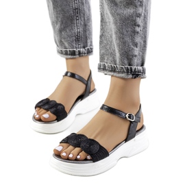 Sandale negre pe platforma Nandy negru Sandale negre pe platforma Nandy negru
