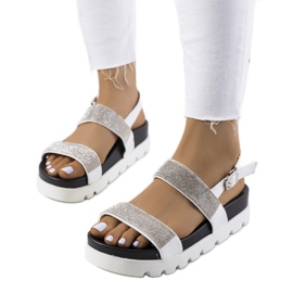 Sandale albe împodobite cu zirconiu cubic Felding Sandale albe împodobite cu zirconiu cubic Felding