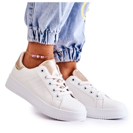 FK2 Pantofi sport albi dama Samanta de aur