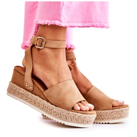 FE1 Sandale din piele intoarsa Camel Lisabona bej